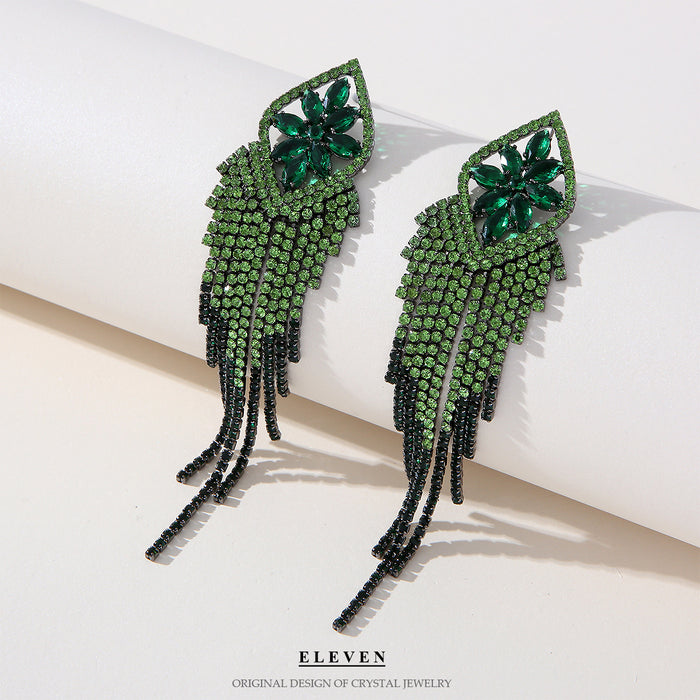 Elegant Zircon Tassel Earrings - Sparkling Dangles for a High-End Look