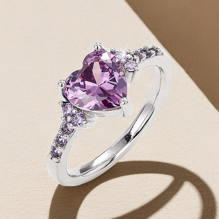 Elegante anillo nupcial de circonita en forma de corazón