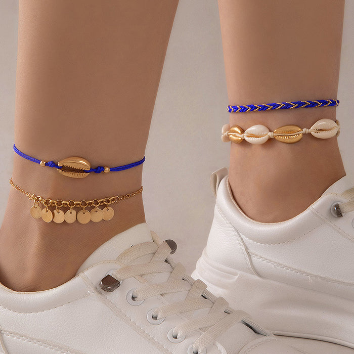 Minimalist Multi-Layered Heart Anklet Set – Rhinestones for a Bohemian Touch