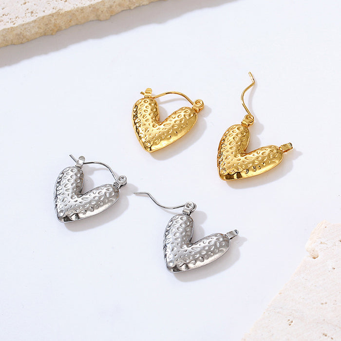 Liquid heart-shaped earrings, Internet celebrity personality 18K stainless steel earrings wholesale