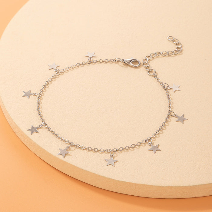 Star Charm Anklet with Geometric Pentagram Design