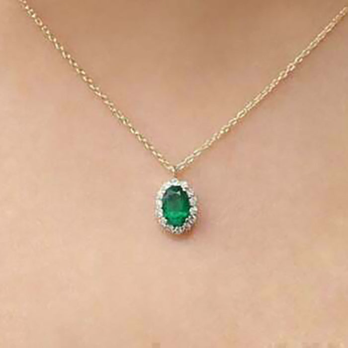 Korean oval pendant retro palace style necklace