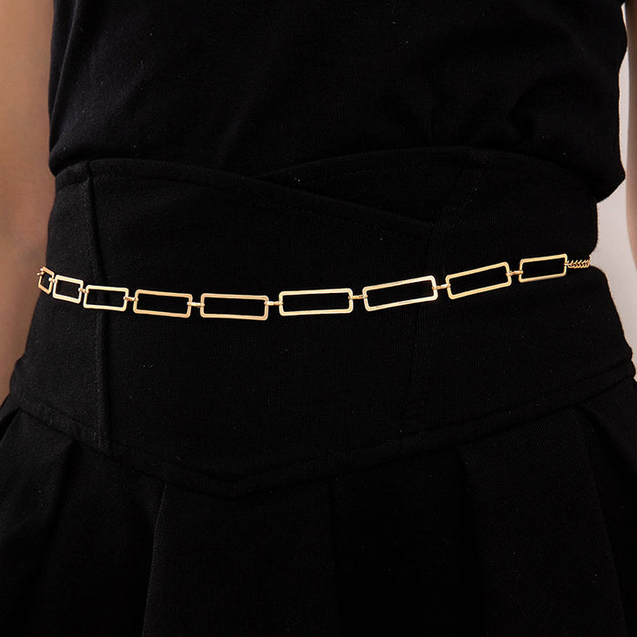 Geometric metal niche simple single layer waist chain