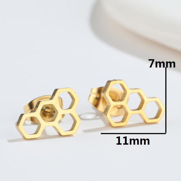 Geometric earrings, stainless steel hollow ins style fashion molecules conform to earrings, simple personality