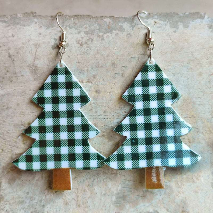 Rainbow Acrylic Christmas Tree Christmas Gingerbread Man Earrings