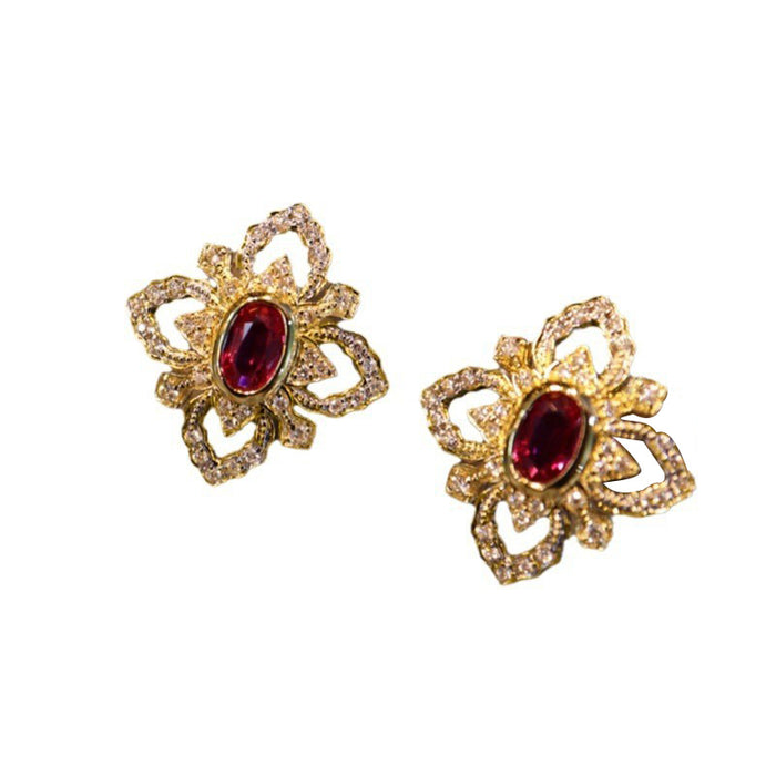 Four Leaf Clover Earrings Vintage Imitation Diamond Earrings