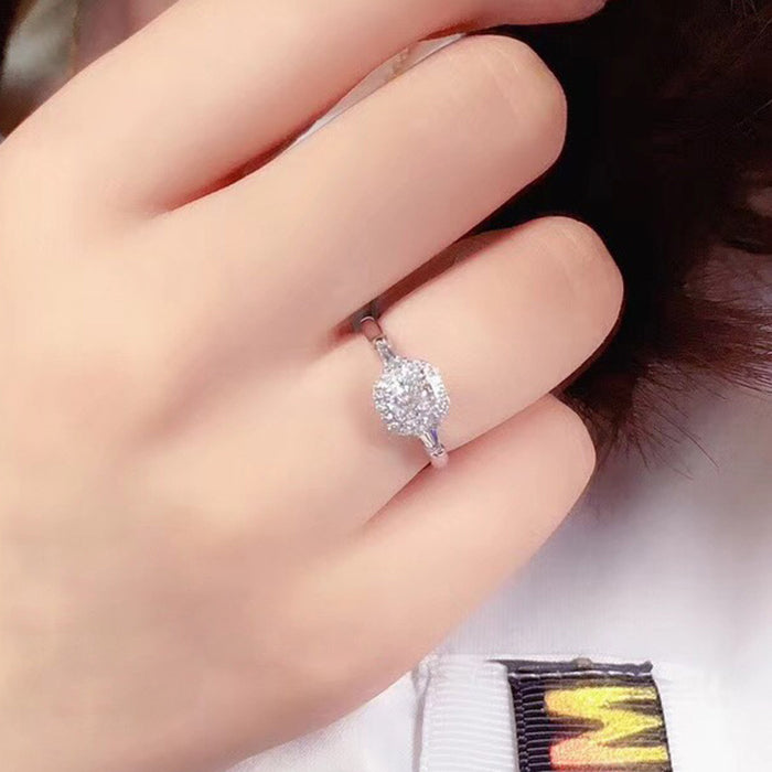 Anillo de boda con incrustaciones de circonita y diamantes cuadrados de princesa de nuevo estilo para mujer