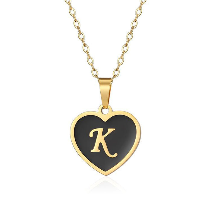 European and American new stainless steel letter necklace, gold titanium steel clavicle chain