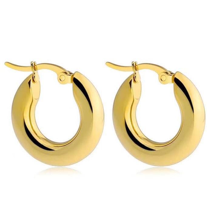 Hollow round earrings light luxury 18K earrings