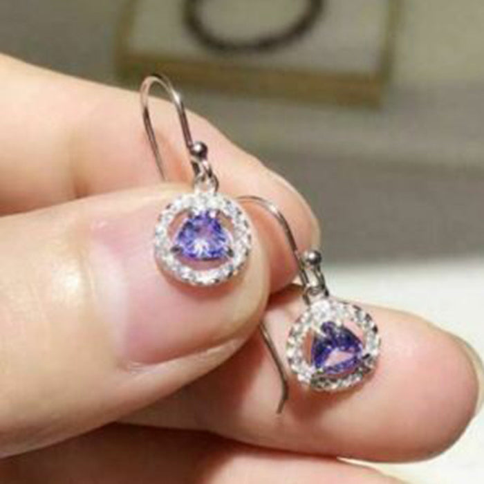 Purple zircon earrings birthday gift earrings