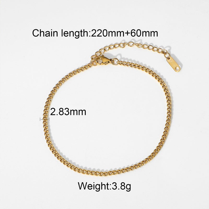 Fashionable Cuban Link Anklet - Gold Plated 316L Stainless Steel Hip-Hop Jewelry for Women - wallojewerly 