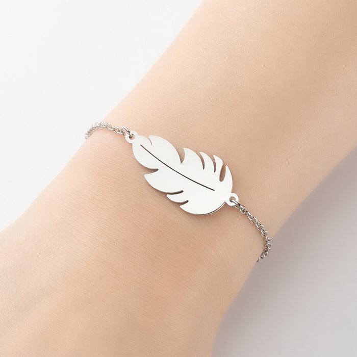 Leaf feather pendant bracelet, European and American light luxury creative jewelry wholesale