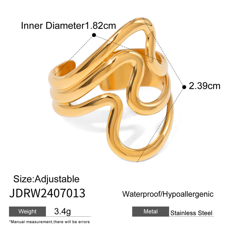 Stainless steel gold exaggerated ring