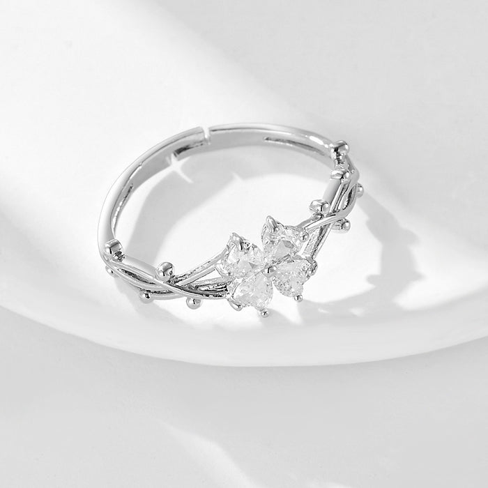 Wholesale heart-shaped four-leaf clover square open rings