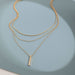 Gold alloy small sturdy strip multi-layer layered necklace