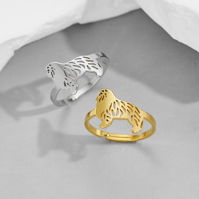 Cute pet puppy ring, simple stainless steel open animal ring wholesale