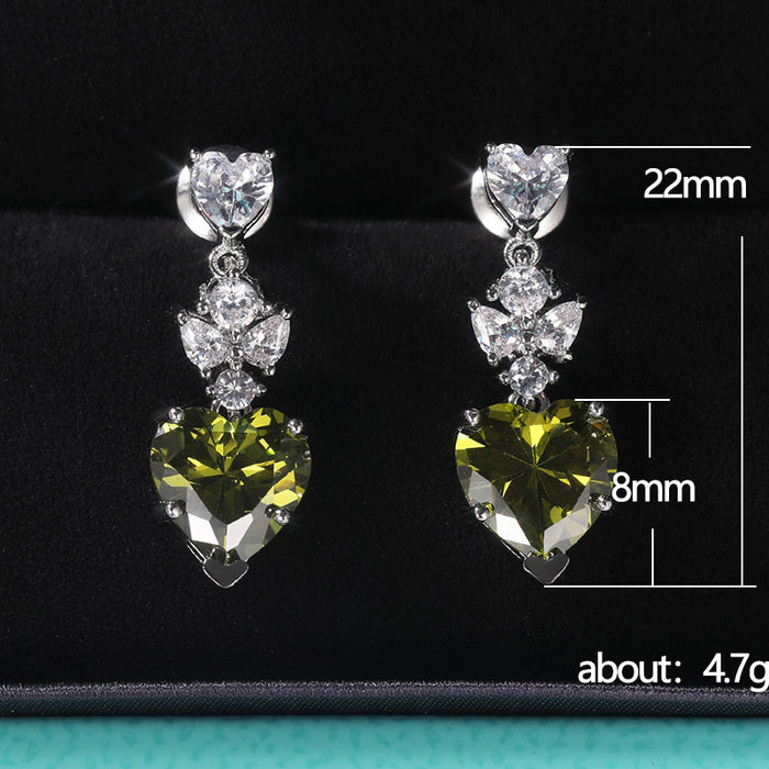 Heart shaped zircon earrings birthday gift women's earrings