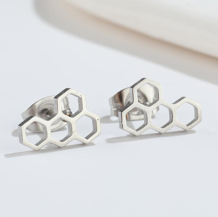 Geometric earrings, stainless steel hollow ins style fashion molecules conform to earrings, simple personality