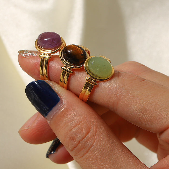 18K Gold Stainless Steel Devil's Eye Ring with Pearl Inlay