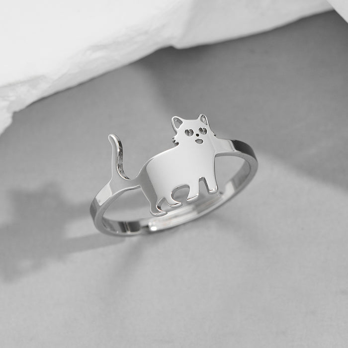 Cartoon funny cat ring, niche childlike open ring wholesale