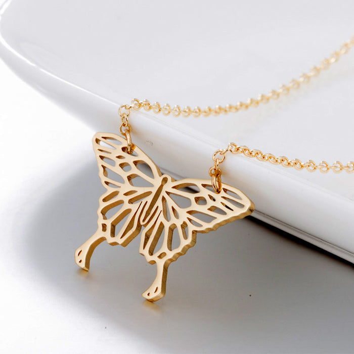 Cross-border butterfly pendant necklace, European and American style spring and summer new cold style jewelry in stock