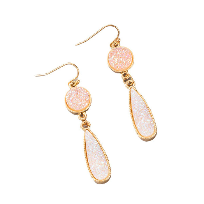 Pink sequin ear hook geometric alloy water drop earrings