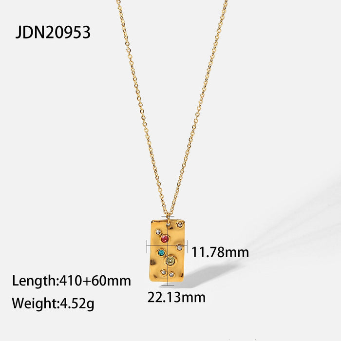 Stainless Steel Gold Plated Natural Stone Necklace - wallojewerly 