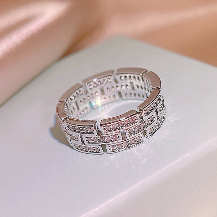 Light luxury zircon ring niche geometric design ring ins style high-end female ring