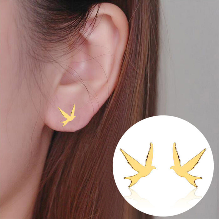 Swallow earrings, new European and American simple and versatile flying bird mini cute animal earrings ins style