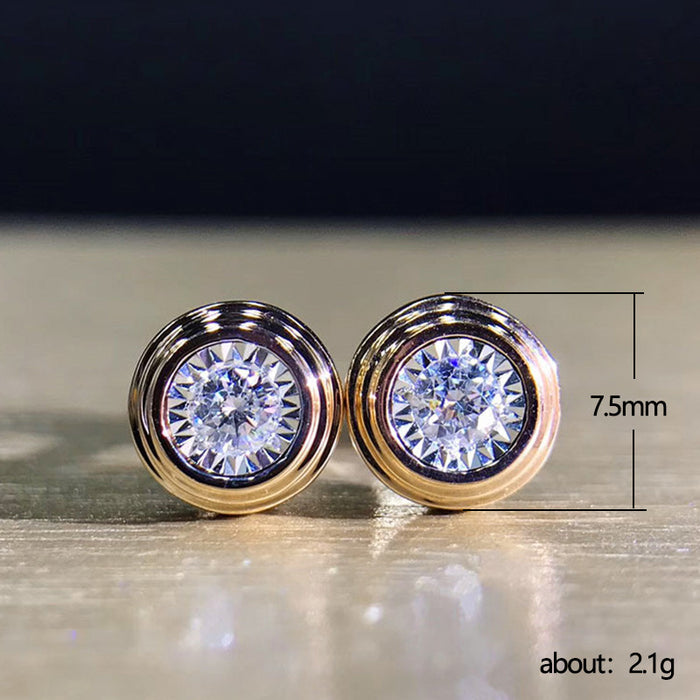 Screw pattern inlaid zircon earrings for men and women couples earrings