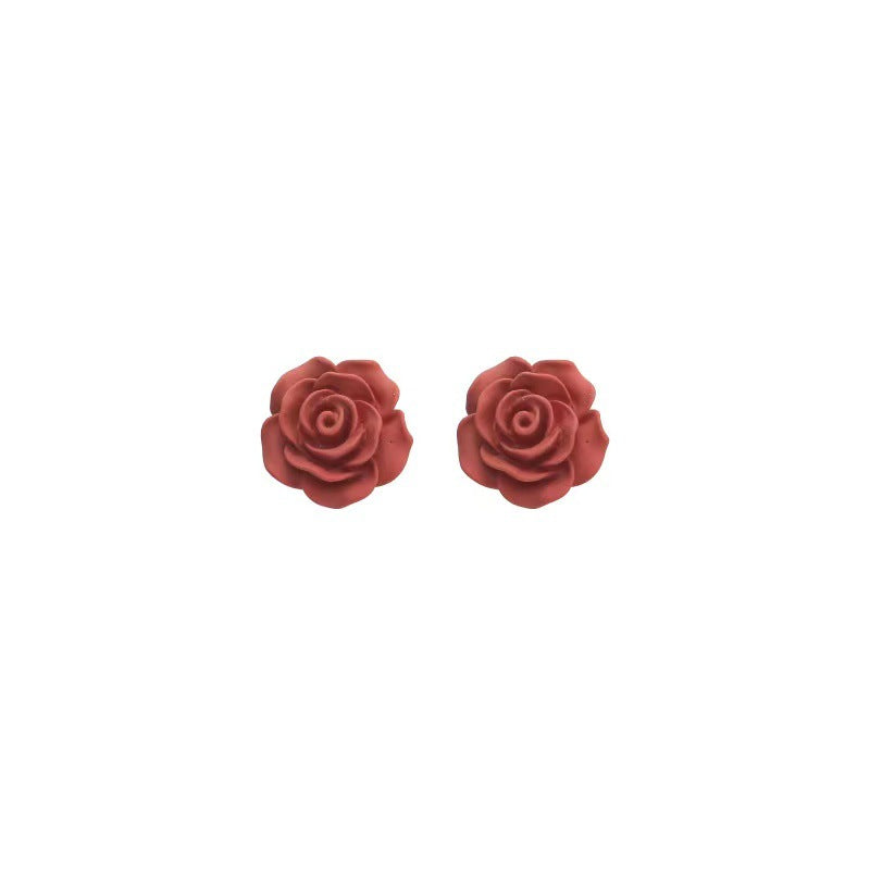Pendientes de rosa S925 aguja de plata pendientes retro sencillos