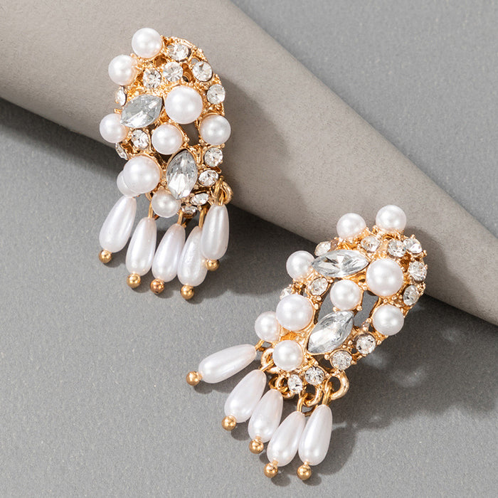 Baroque pearl tassel retro palace earrings