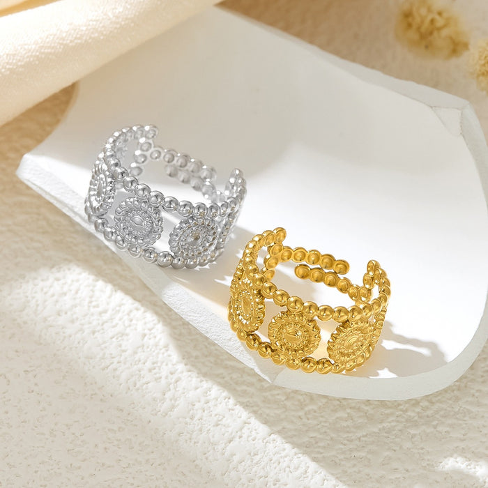 Wholesale stainless steel and titanium steel sunflower flower open rings
