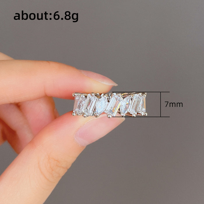 Horse eye zircon ring light luxury square ring