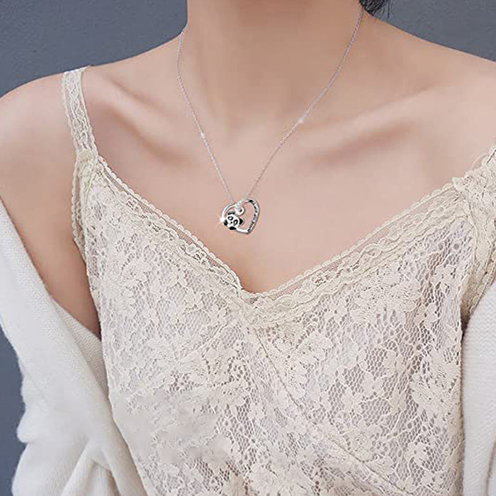 Heart-shaped zircon pendant panda dripping glue women's necklace