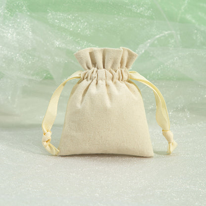 Drawstring cotton linen color wood ear ornaments storage bag - wallojewerly 