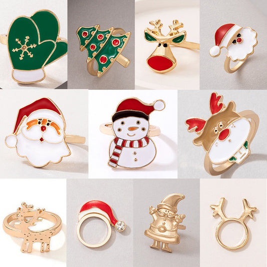 Anillo de Papá Noel con forma de alce navideño