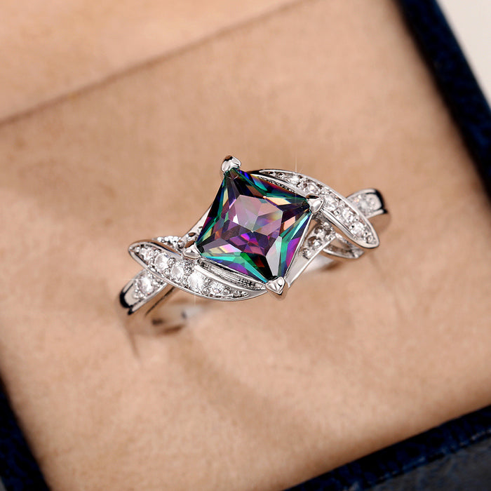 Colorful zircon ring personality party accessories