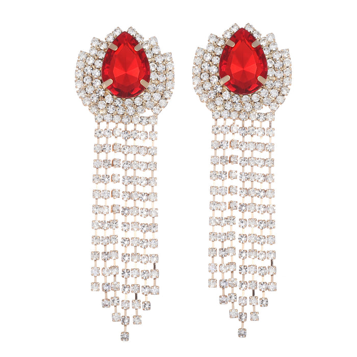Vintage Rhinestone Drop Earrings - Exaggerated Dangles for Brides and Gowns