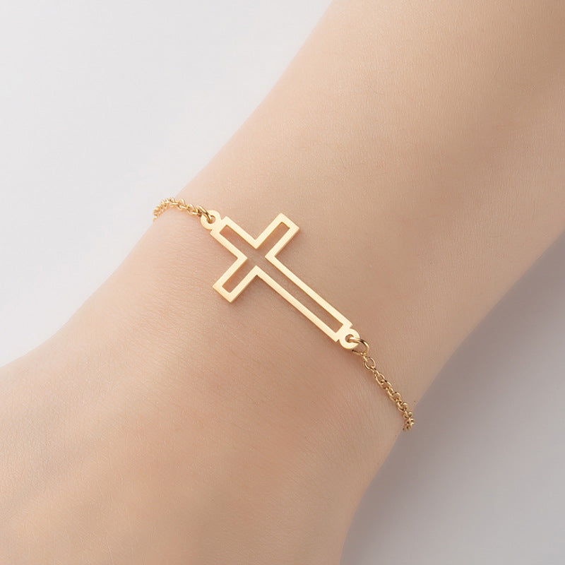 Cross pendant bracelet, simple geometric couple bracelet cross-border wholesale