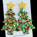 Green Acrylic Christmas Christmas Tree Oversized Glitter Exaggerated Earrings - wallojewerly 