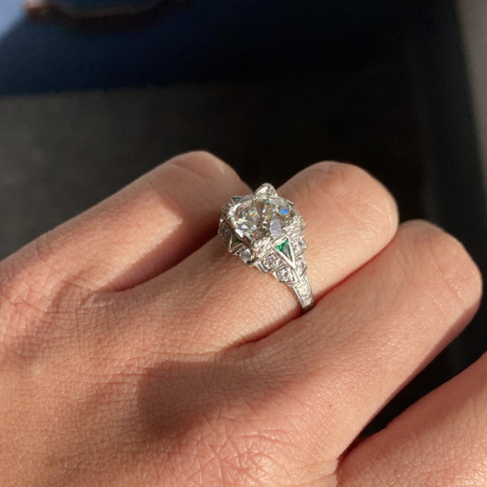 Vintage Emerald Zirconia Ring Wedding Anniversary Jewelry