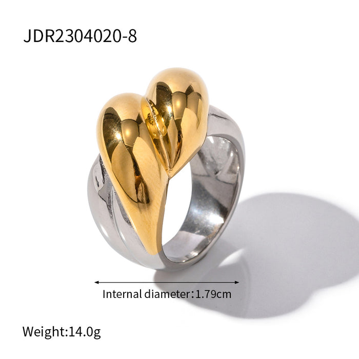 Stainless steel flower plain ring ring exaggerated design