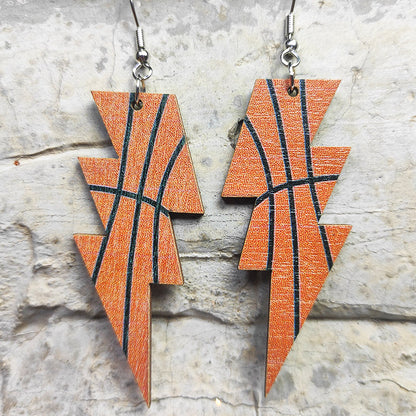 Wooden Lightning Ball Earrings