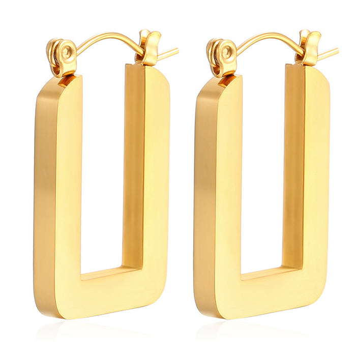 Rectangular retro stainless steel earrings trendy temperament women's titanium steel jewelry