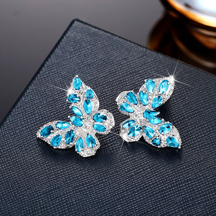 Butterfly zircon earrings niche light luxury earrings