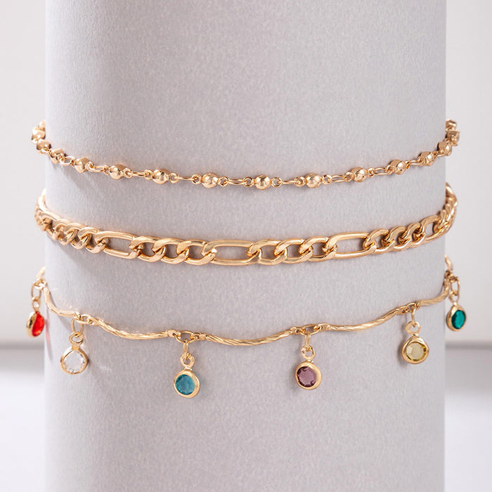 Gold Ball Tassel Anklet Set - Multilayer Chain Jewelry