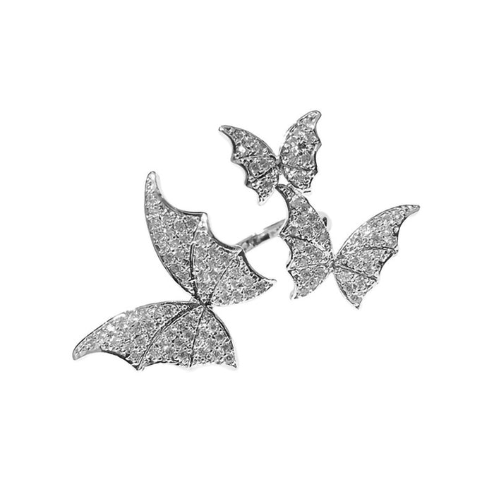 Anillo de imitación de diamantes, anillo de mariposa de moda