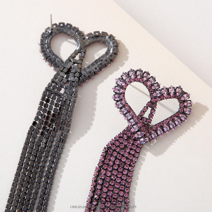 Full Rhinestone Long Tassel Earrings - Vintage Glamorous Statement Jewelry for Women