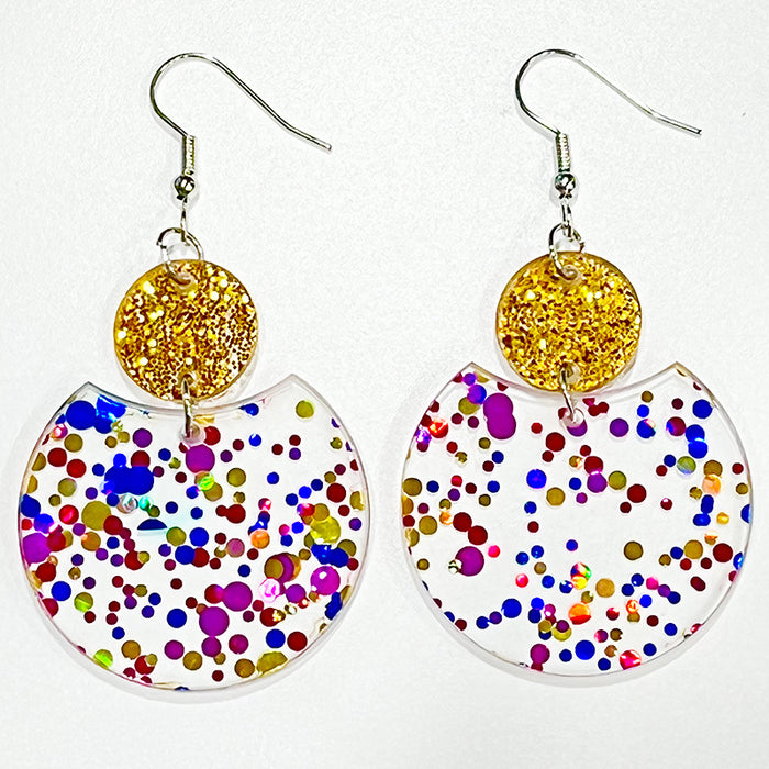 Geometric glitter clear acrylic earrings - wallojewerly 